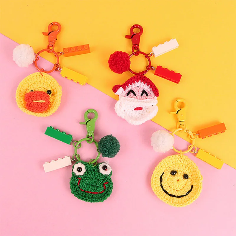 

1pc Santa Claus Little Yellow Duck Frog Smiley Knit Wool Keychains Women Handbag Charms Cute Keyring Jewelry Gifts1pc Santa Clau