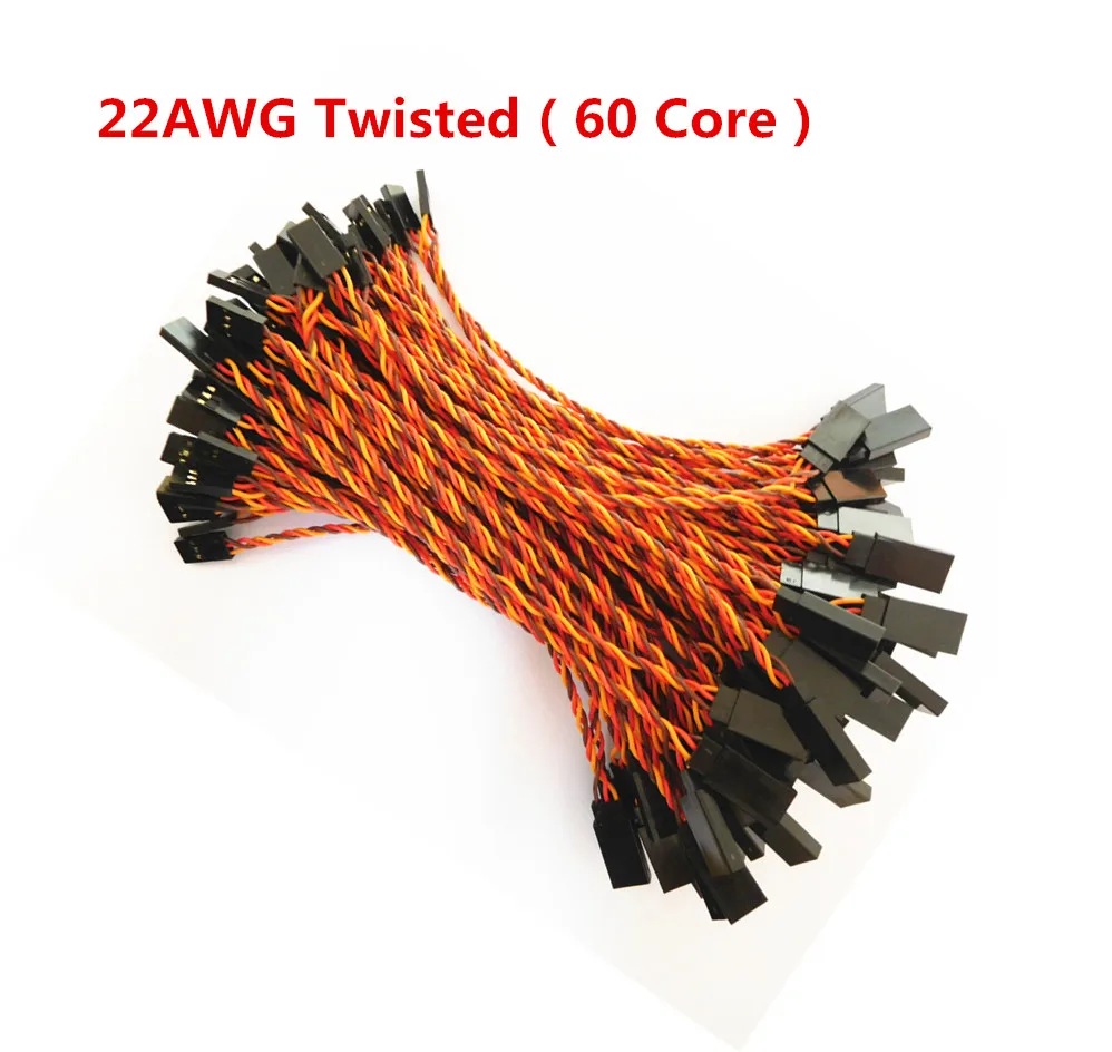 

100Pcs 22AWG 60 Core Male to Female JR Futaba Servo Twisted Extension Lead Wire Cable 10cm/15cm/20cm/30cm/45cm/60cm/75cm/100cm