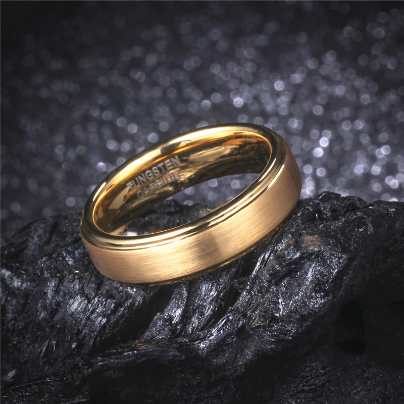 6MM Fashion Women's Gold Color Tungsten Carbide Marriage Ring Boy & Girl Friendship Jewelry anillos mujer aliance Gift Box