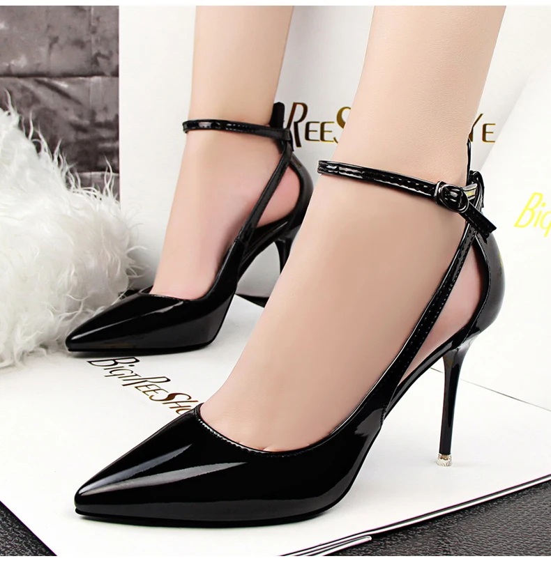 Women's Pumps Shoe Office Lady Heels Buckle Strap Wedding Women Shoes High Heels Sandals Silver Gold Shoes Woman High Heel 2018  (10)