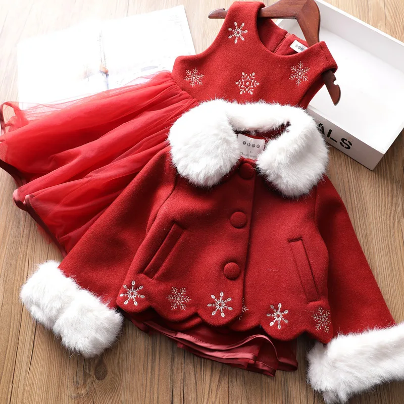 

Hot Sales Newest Children's Wear Girl's Suiting Suit Baby Cotton Jacket Children's Snowflake and Velvet Vest Dress Winter
