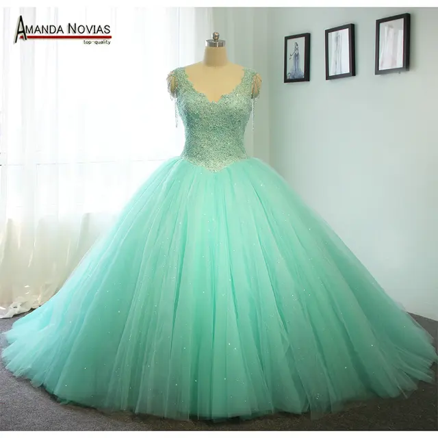 High Quality Customer Order Mint Green Wedding Dress Ball Gown High Quality Customer Order Mint Green Wedding Dress Ball Gown Style 100 Real Photos