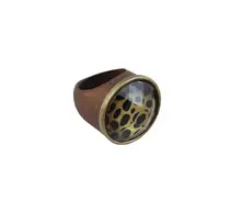 New Fashion Jewelry Gold Plated Zinc Alloy Elegant Vintage Leopard wooden exaggerated ring For Women Free Shipping