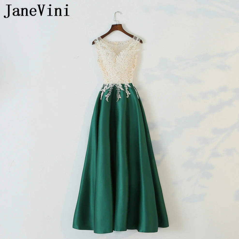green satin bridesmaid dress