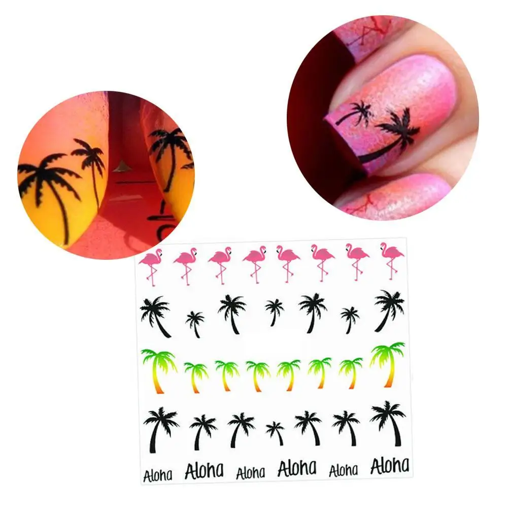 Nail Art Water Decals Transfers Stickers Summer Palm Trees Gel Polish Sticker Decoration | Красота и здоровье