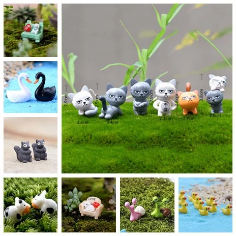 Micro Potted Landscape Mini Craft Figurine Animals Snails Dogs Cats Cows Bonsai DIY Garden Decor Garden Ornament Miniature Fairy