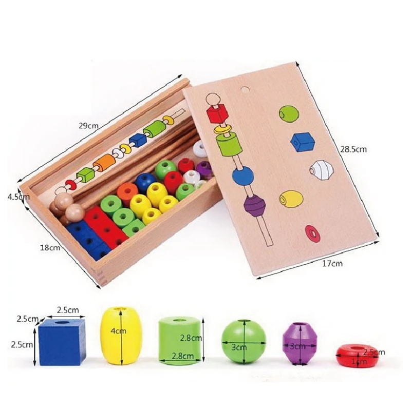 Brinquedo de Madeira Educativos para Crianças Montessori Grânulo Sequenciamento Conjunto Bloco Brinquedos Clássico Brinquedo Jogos 9 Brinquedos mat.
