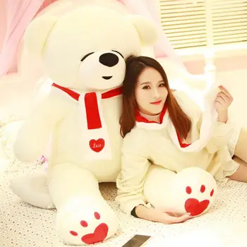 

130cm 2.6kg Good quality Full Plush Toy Brown White And Pink teddy bear Stuffed Animal Doll Children Birthday Gift