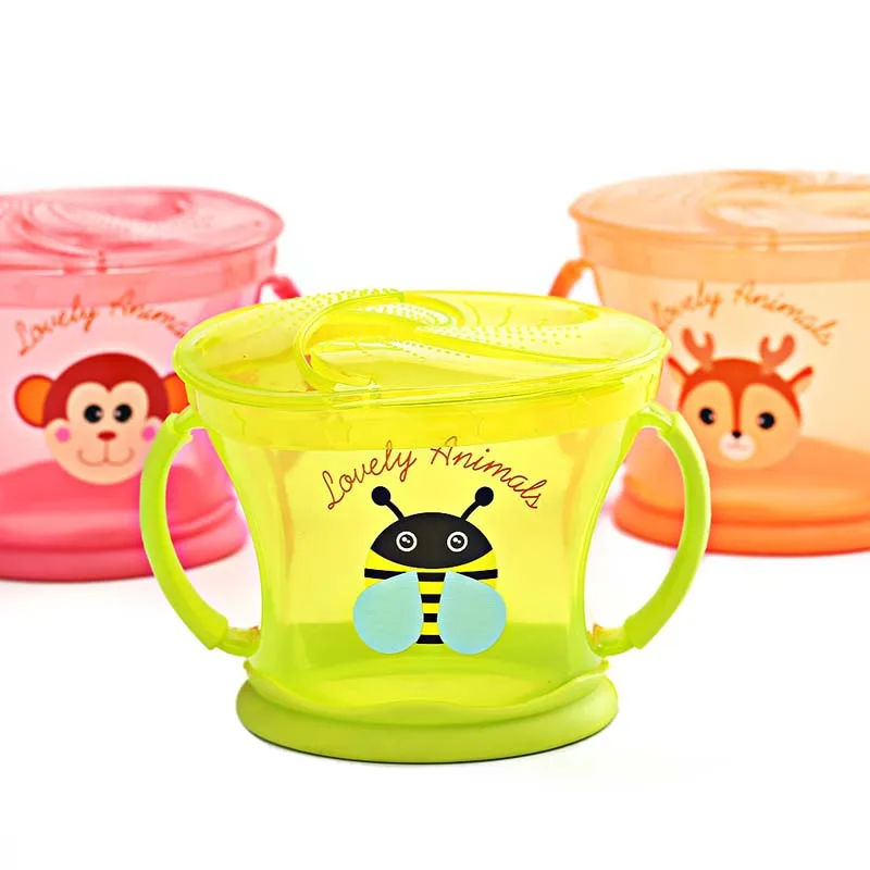 Baby Children Snack Cup Bowl Anti Spilled Leak Proof Baby Snack Box