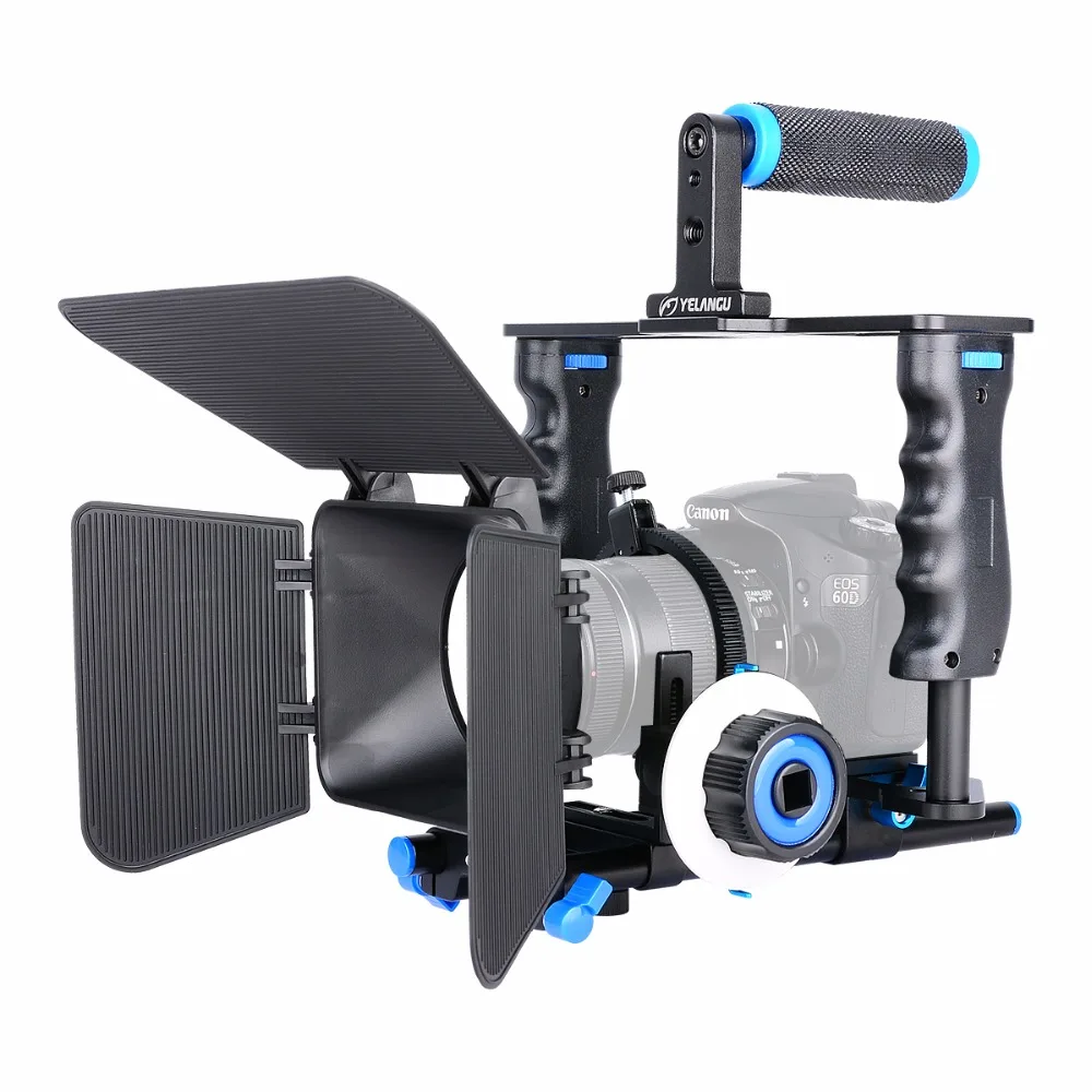 

YELANGU Aluminum Alloy Camera Video Cage Kit Film System With Video Cage Top Handle Grip Matte Box Follow Focus for DSLR