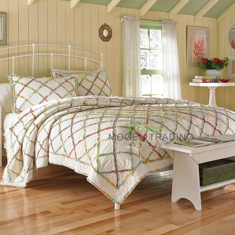 

CHAUSUB Handmade Patchwork Quilt Set 3PCS Bedding 100% Cotton Quilted Bedspread Korean Style Quilts Bed Cover King Size Coverlet