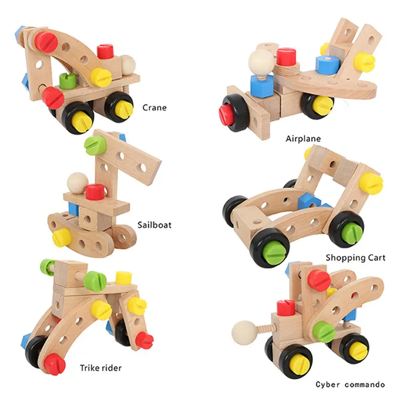 Children Educational Learning Activity Panda Removable Nut Toy Wooden Toy D