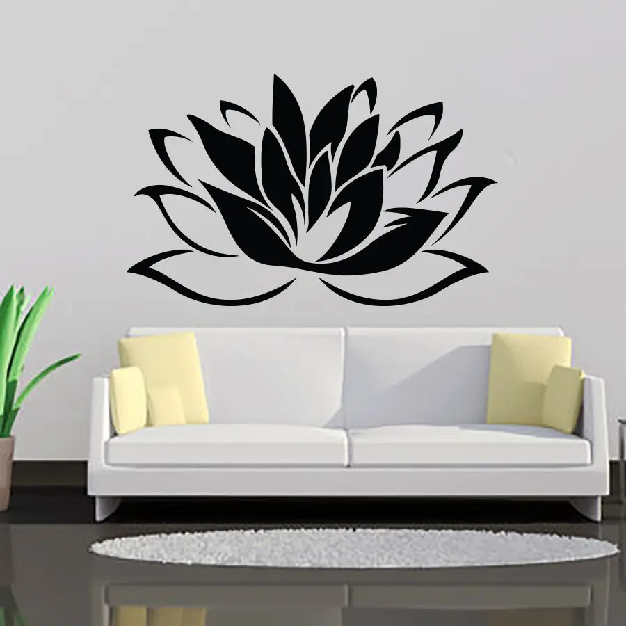 

Lotus Flower Wall Decals Removable Yoga Art Wall Sticker Oum Om Sign Decal Vinyl Bedroom Stickers Yoga Design Art Mural AY541