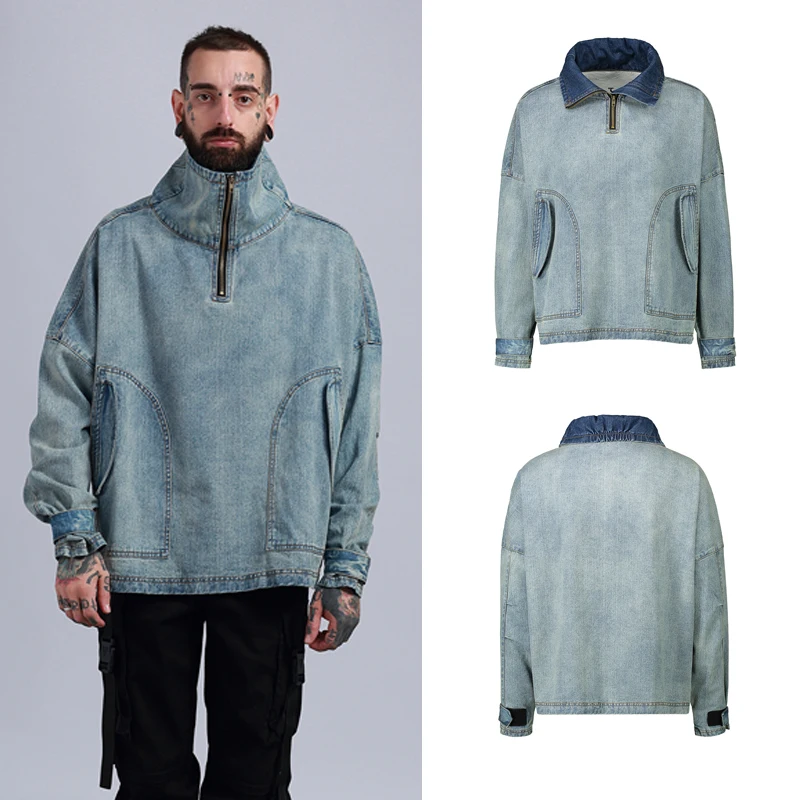 

2017 jackets high street warm blue jacket men Hip Hop style Jacket Men Coat Casual hot selling Jeans jacket men designer