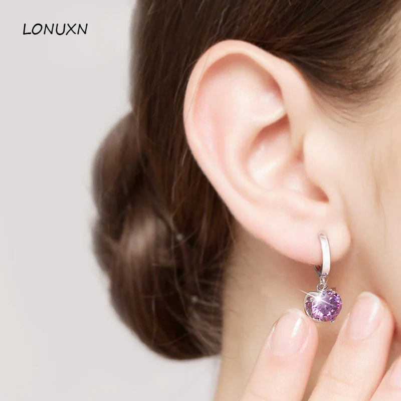 

Hot Royal palace style girls 925 Sterling Silver Natural Austria Red Crystal Stud Earrings red women Jewelry female lovers gift