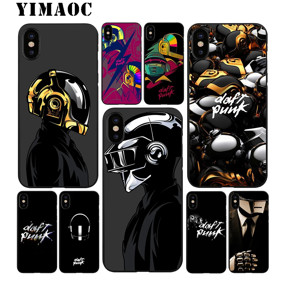 YIMAOC Daft панк Мягкий ТПУ Черный силиконовый чехол для iPhone X или 10 8 7 6 6S Plus 5 5S SE Xr Xs Max |