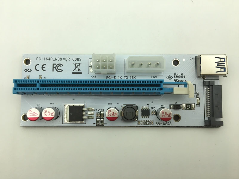 Новый супер стабильный PCI E Express 1x до 16x адаптер для видеокарты VER008S биткоина BTC Miner