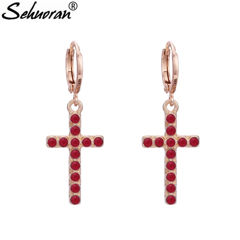

Sehuoran Crystal Oorbellen Cross Bobo Drop Earrings For Women Statement Earrings Pendients Aretes EARFashion Jewelry Wholesale