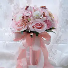 AYiCuthia Шелковый Свадебный букет Свадебные цветы букет на память Свадебный букет Коралловая Роза и розовая Гортензия Свадебный букет S56