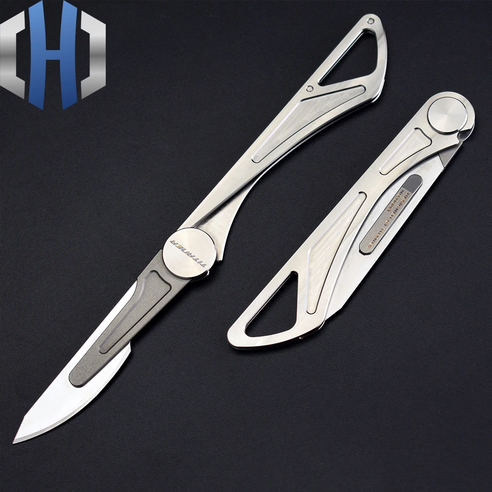 Baratos ¡Novedad de 2019! bisturí de aleación de titanio, Cuchillo ultraligero de grabado portátil, herramienta de desembalaje, equipo para exteriores, Mini cuchillo plegable
