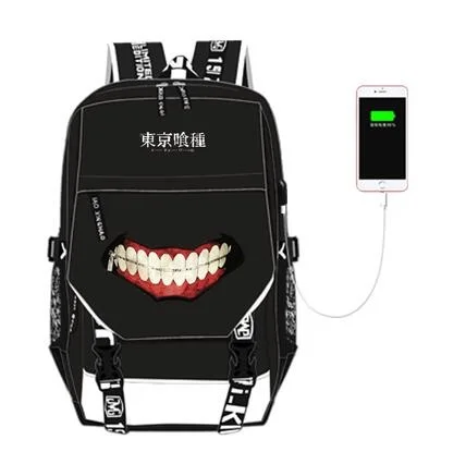 

new hot sale High Q Anime Tokyo ghoul backpack UNISEX student school bag preppy style usb charge backpack