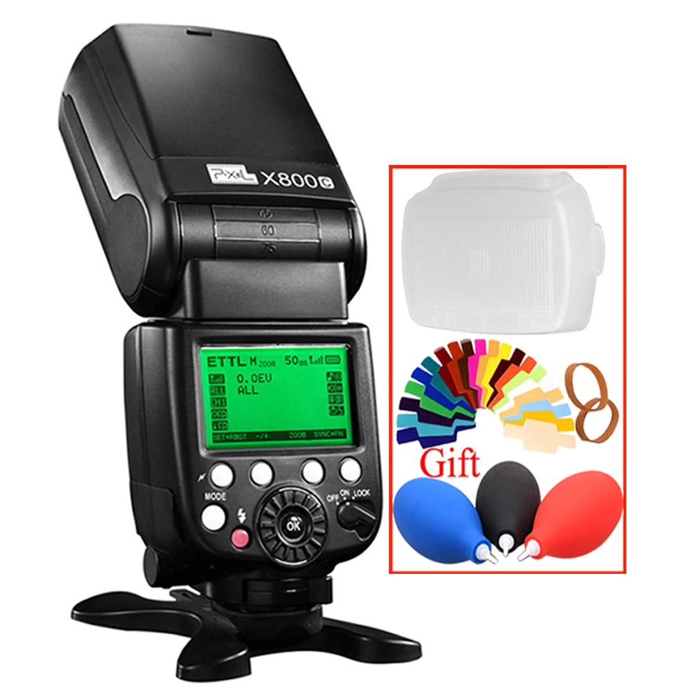 

Pixel X800C PRO GN60 E-TTL 2.4G Wireless Flash Speedlite for Canon T6s T6i T5i T4i T3i T3 T2i XS 1200D 1100D 5DsR 5D Mark III