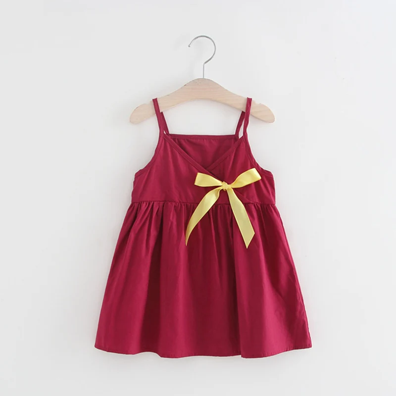 2018 New Fashion V-Neck Slip Dress For Kids Cute Red Girls With Bow Summer Cool Girl roupas infantis menina | Детская одежда и