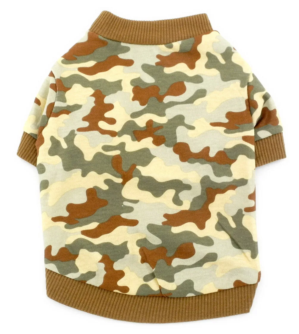 Маленькая летняя одежда для собак и кошек хлопковая камуфляжная Футболка с принтом - Цвет: Camo