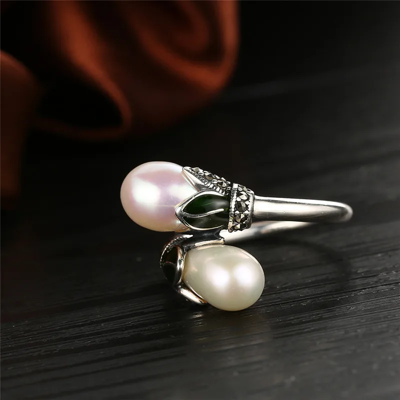 V. YA кольца с пресноводным жемчугом, настоящее 925 пробы, Серебряное Винтажное кольцо с натуральным жемчугом для женщин, женские ювелирные изделия, размер США