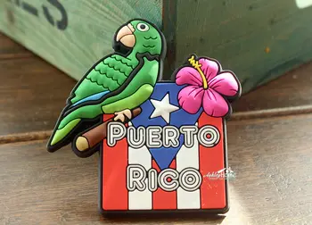 

Pureto Rico Flag Parrot Funny Decorative Travel Souvenir Rubber Fridge Magnet