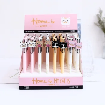 

4 pcs/lot Cartoon face cat Meow Gel Pen black Ink Pen 0.5mm Promotional Gift Stationery School & Office Supply