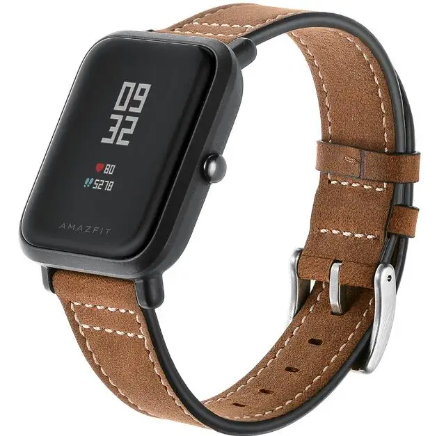 AMAZFEEL 20 мм ремешок из натуральной кожи для Xiaomi Huami Amazfit Bip BIT Смарт-часы браслет для Xiaomi Amazfit ремешок - Цвет: crazy horse