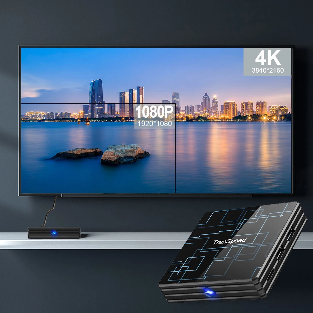 ТВ приставка Transpeed на базе Android 9.0 4 ГБ+64 ГБ голосовой помощник Google RK3318 4K 3D Ultra Wi Fi