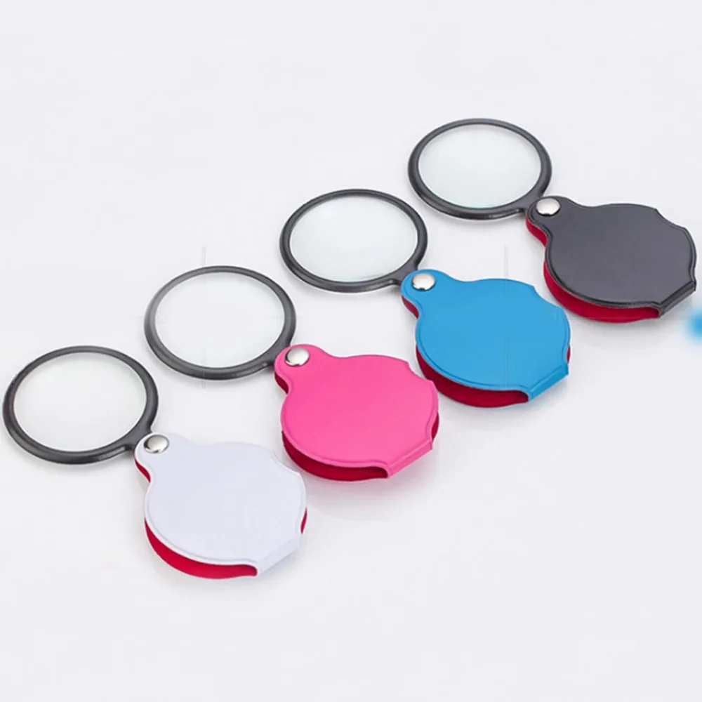 

6X Magnification Pocket Magnifier Optical Glass Lens Folding Leather Pouch Jewelry Magnifier Eye Glass Loupe Lens