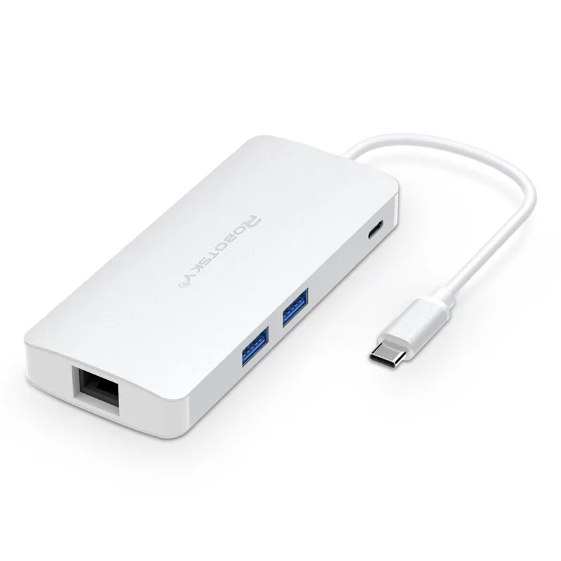 8 в 1 USB-C USB 3,1 type C концентратор с VGA 4K HDMI видео type C зарядный концентратор для Macbook HD TF SD кардридер 1000 м RJ45 Ethernet