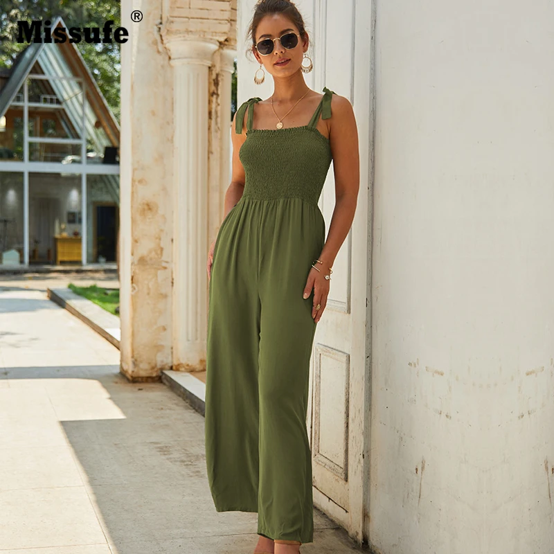 Missufe ثوب الشيفون حللا الإناث وزرة مثير داخلية النساء السباغيتي حزام واسعة الساق الصيف بذلة 2019 السروال القصير