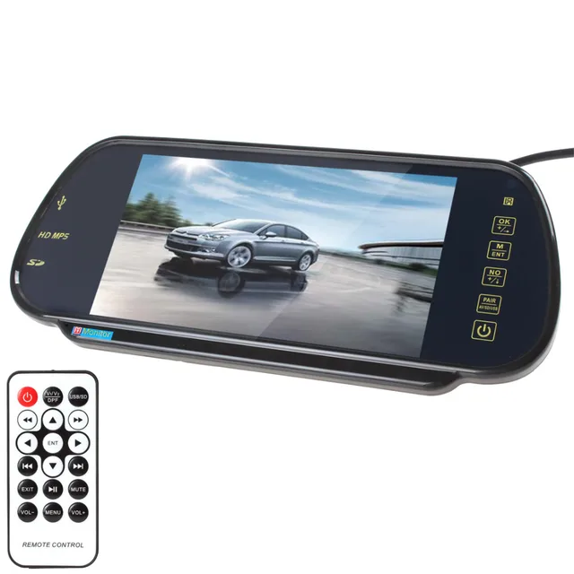 DC 12V / 24V 7 Inch TFT Color LCD MP5 Car Rearview Mirror Monitor PAL / NTSC 800 x 480 2 Ways Support MMC MS SD card for Car