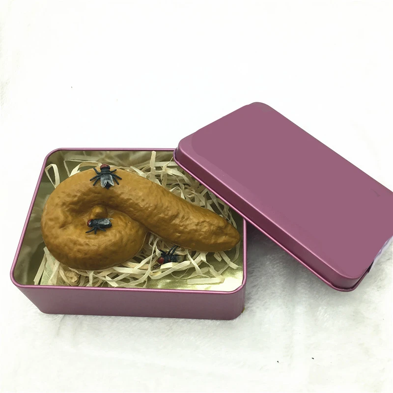 Realistic Shit & Fly Squishy Toys Gags Practical Joke Stool Smelly Crap Sick Faeces With Metal Box New Year Funny Gift for Adult (1)