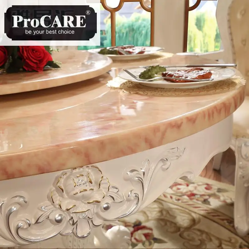 French New Design Dinning Room Furniture marble table wooden carving dinning table sets