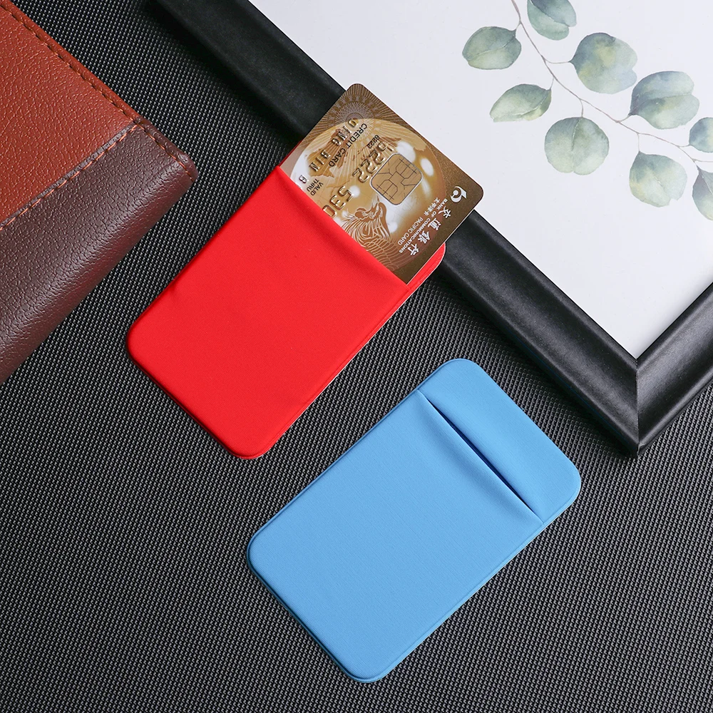 Fashion Elastic Stretch Lycra Adhesive Cell Phone ID Credit Card Holder Sticker Pocket Wallet Case Card Holder Fit most Phone