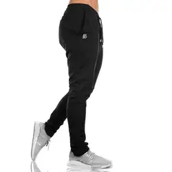 2018 новые мужские хлопчатобумажные спортивные брюки тренажерные залы Фитнес тренировки Однотонные брюки Мужской Повседневное модные