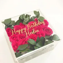 Cocostyles индивидуальный дизайн пустой Элегантный свежий цветок акриловая Подарочная коробка с золотой гравировкой логотип для сада свадебный подарок