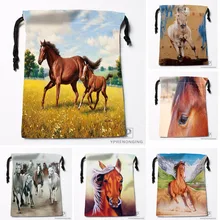 Custom Horse Colt Painting Meadow Drawstring Bags Travel Storage Mini Pouch Swim Hiking Toy Bag Size