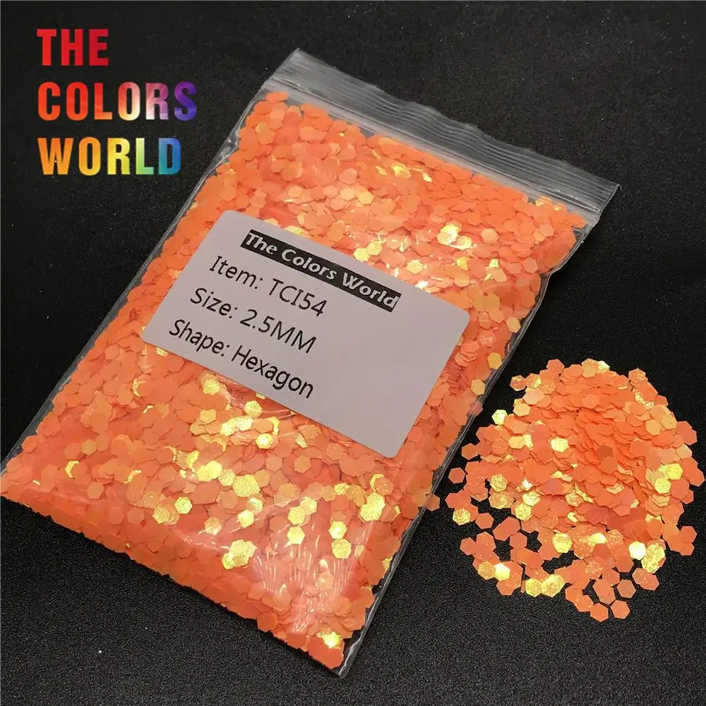 

TCI54 Pearlescent Iridescent Orange Color Hexagon Shape Nail Glitter For Nail Decoration Nail Gel Makeup Manual DIY Accessorie