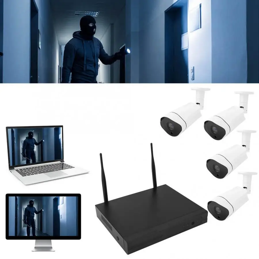 

4CH 1080P 2MP Wireless Smart Wifi NVR IP Camera CCTV Home Security System 2019