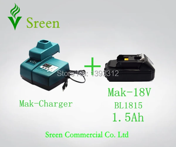

Universal Power Tool Battery Charger with Makita 18V BL1815 Replacement Battery 1500mAh Li-ion Special Package Price