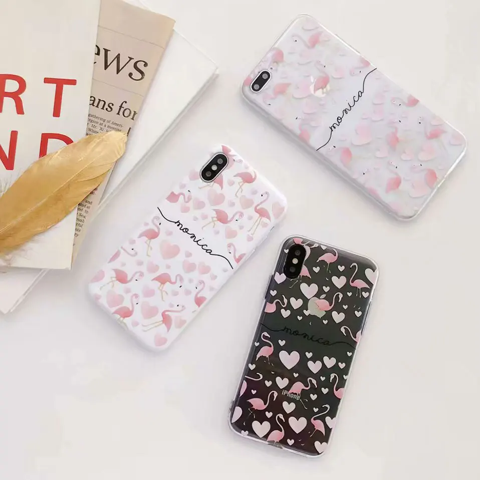 Мода Фламинго чехол для телефона iPhone 6S x 7 8 силиконовый случаи задняя крышка 6 Plus