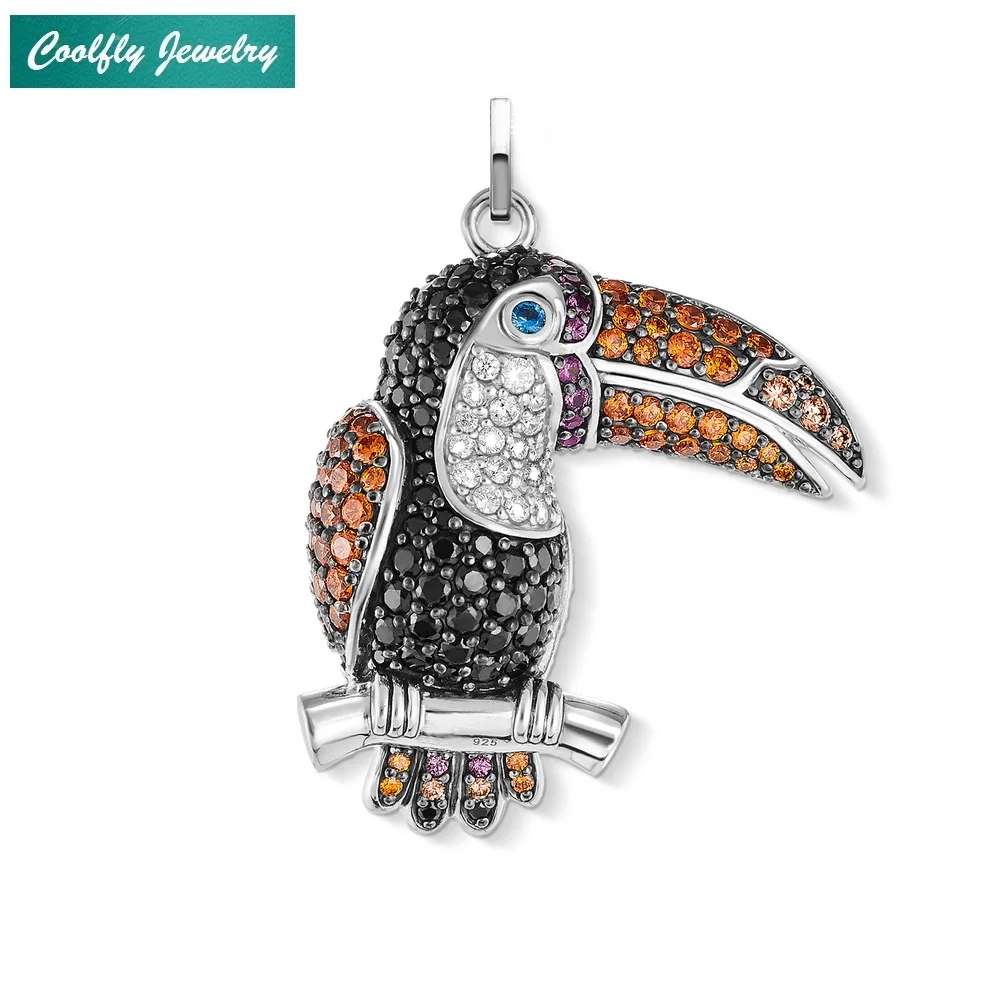 2019 Новинка Toucan Birds Zirconia Pave Big Подвески сочетаются с ожерельями Glam стерлингового
