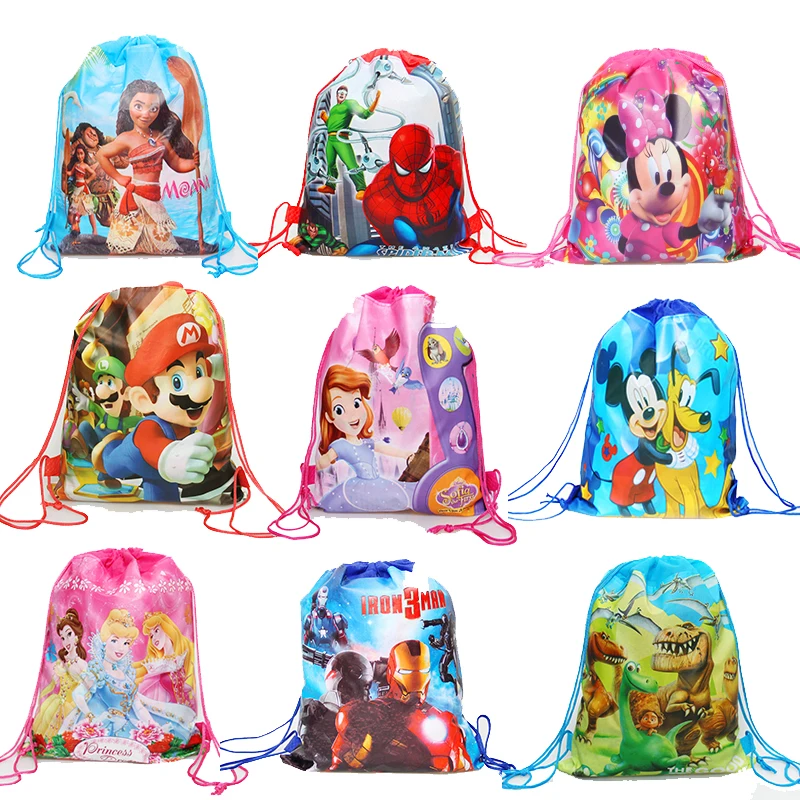 

1pcs Anime Printing Minnie mickey non-woven bag fabric backpack child travel school bag decoration drawstring gift bag for girl