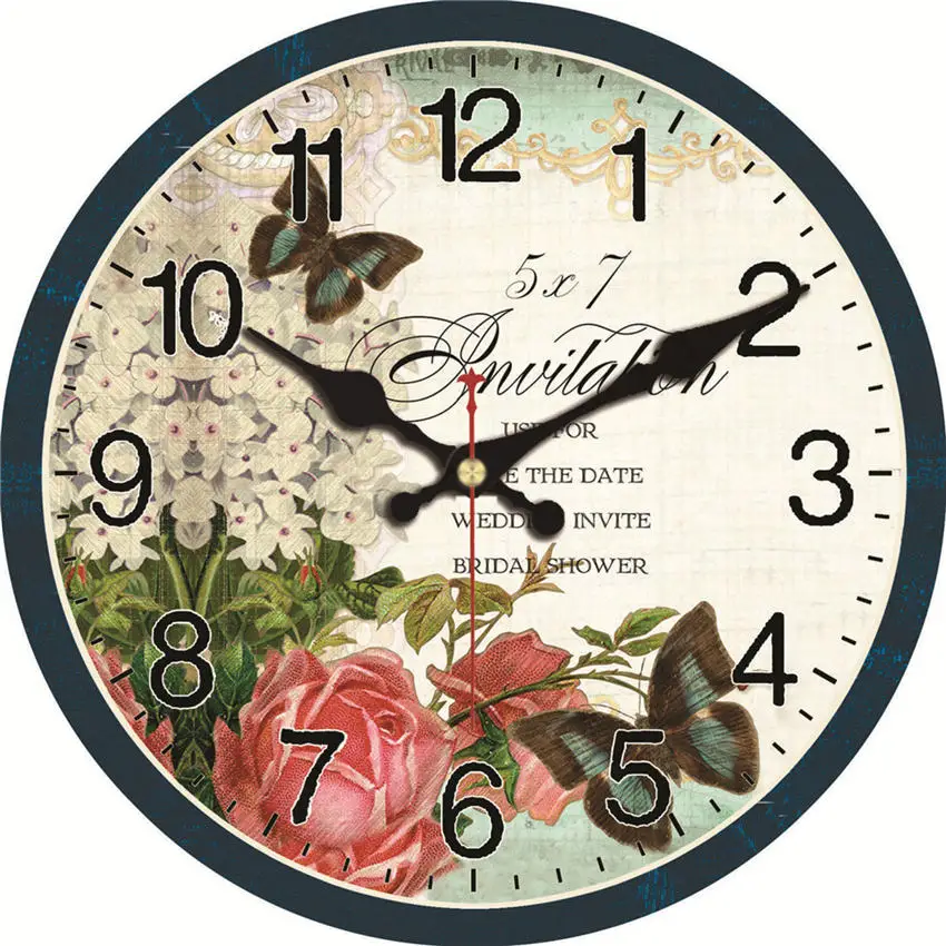 Vintage Abstract Roman Numerals Easy To Read 16 inch  Wooden Cardboard Wall Clock CHIANTI CLASSICO Clock For Living Room Decor 